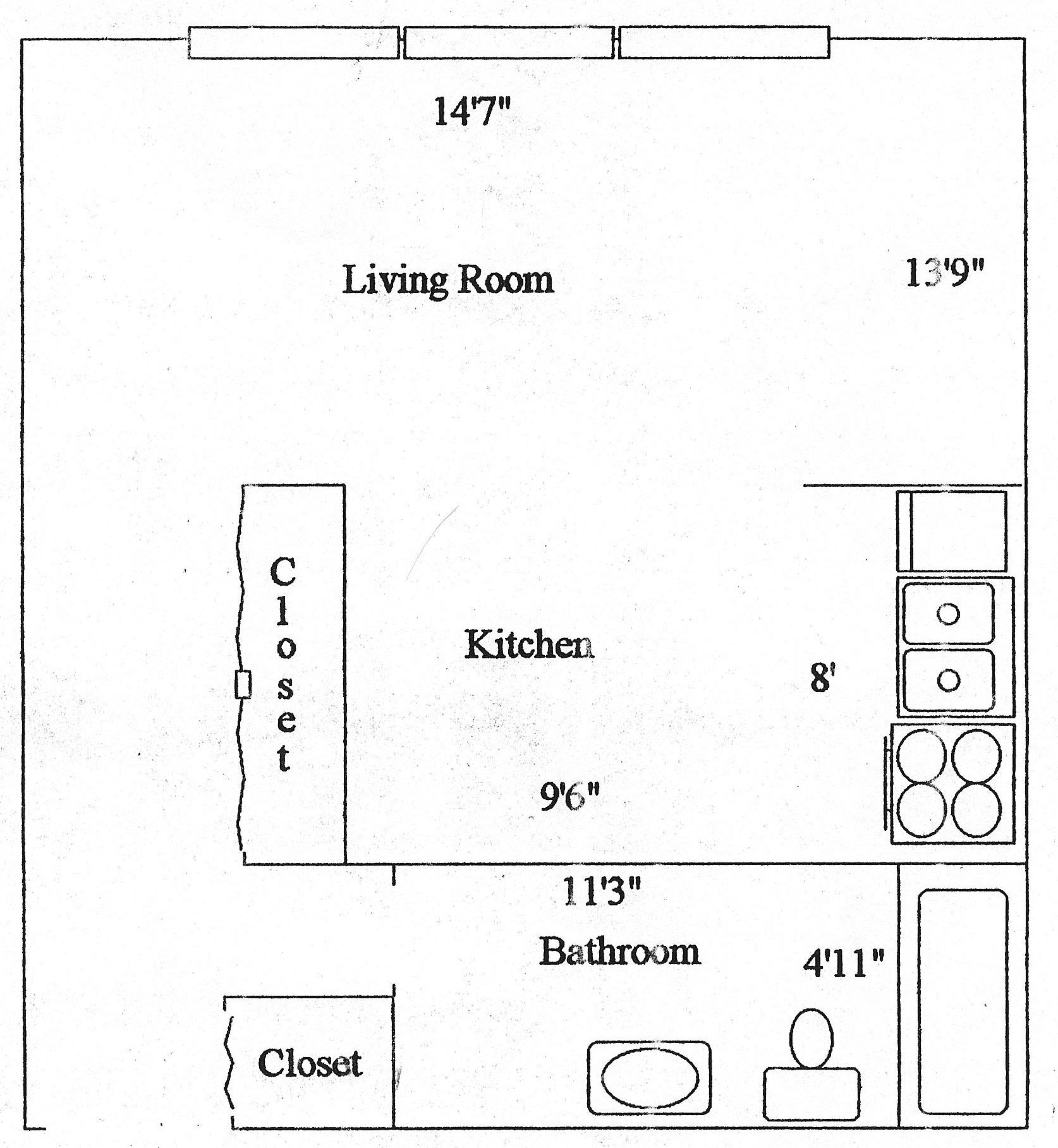 studio apartment floor plan